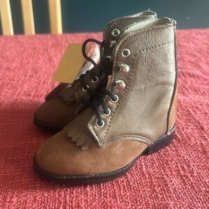Laredo Toddler 5 Kiltie Roper Boots Leather Cowboy Rodeo Western Laces Horses